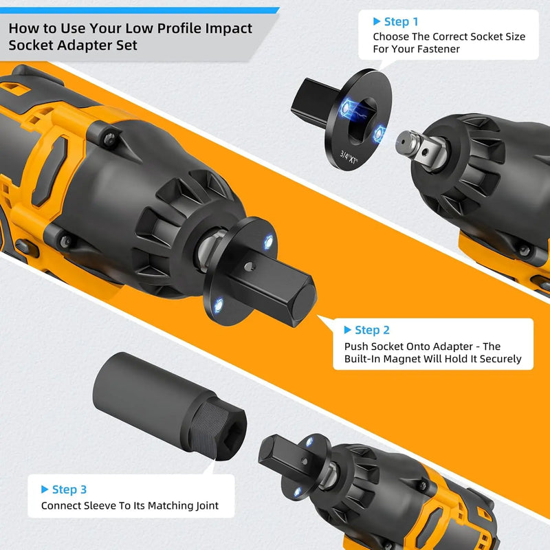 Low-Profile Impact Socket Adapter Set (4-Piece)