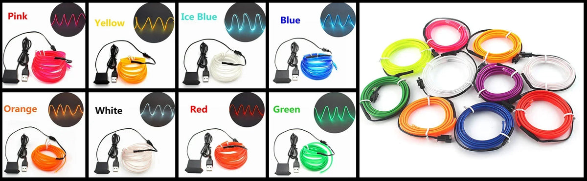 Flexible USB LED Neon Strip Light for Car & Home