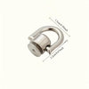 Silver metal hardware kit for a bag and phone case, including screws.