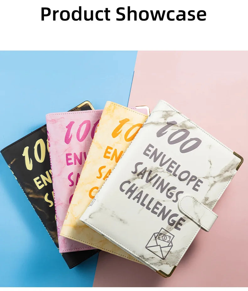 Marble A5 Savings Challenge Binder with 100 Cash Envelopes