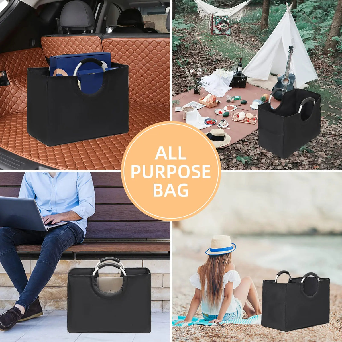Collapsible Utility Tote with Aluminum Handle