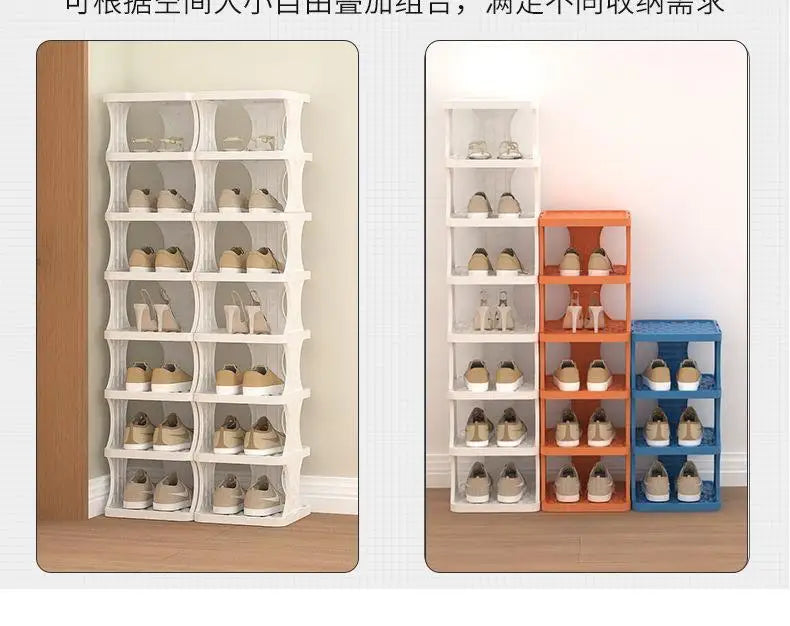 Space-Saving Plastic Shoe Rack for Entryway & Closet