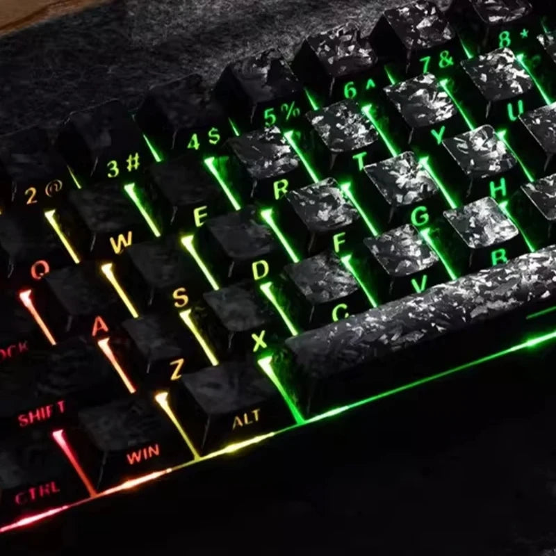 Carbon Fiber Textured Side-Printed Keycaps (CHERRY Profile)