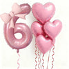 Pink Bow Heart and Number Foil Balloon Set for Celebrations