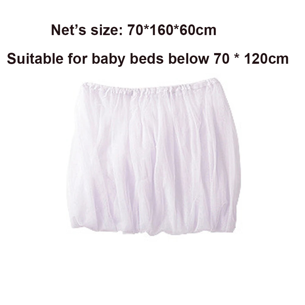 White breathable mosquito net suitable for baby beds below 70 by 120 cm