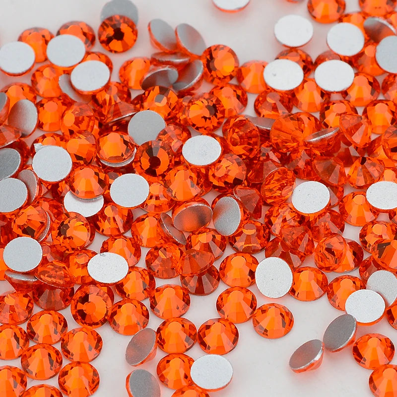 Red Glass Flatback Rhinestones - Multi-Color Glitter Round Crystals for DIY Crafts