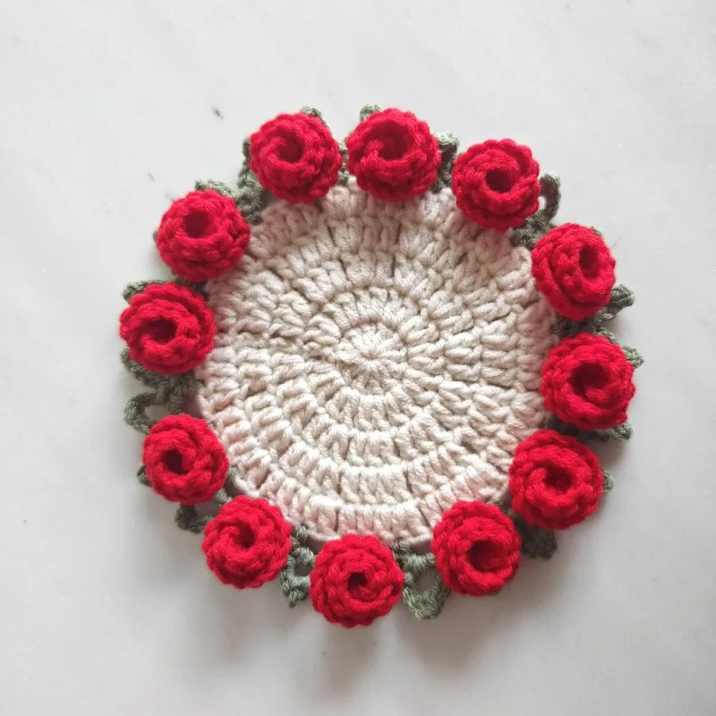 Crochet Rose Bouquet Coaster