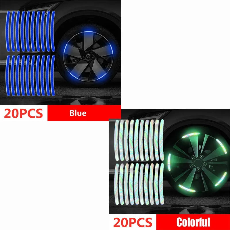Multicolor Reflective Wheel Hub Stickers for Cars and Motorcycles