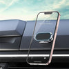 Ein pinkes Smartphone wird auf einem magnetischen Halter für das Auto in der Innenraumansicht gezeigt.