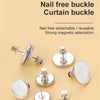 Set of nail free detachable reusable curtain buckles and clips for magnetic adhesion