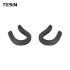 A pair of black front bumper tow hook covers for Chevrolet Silverado and GMC Sierra trucks.