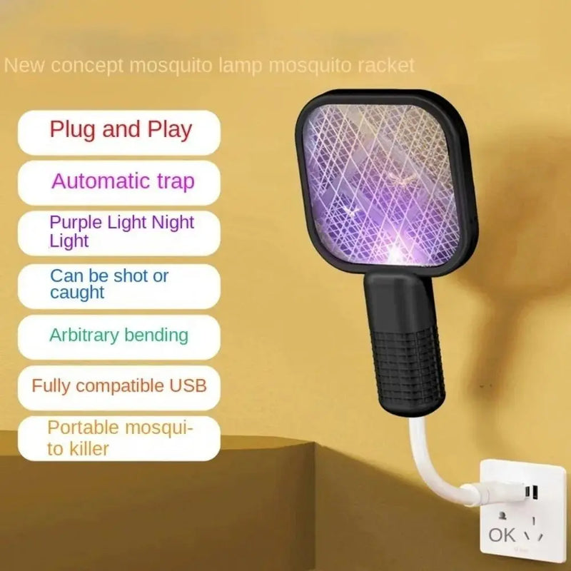 مضرب البعوض القابل للشحن عبر USB مع ضوء UV