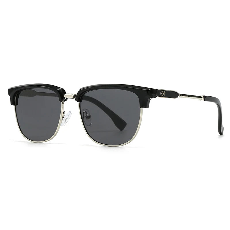 Lunettes de soleil rétro à monture demi-cadre