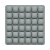 A gray, square seat cushion with multiple individual pockets for adjustable pressure relief.
