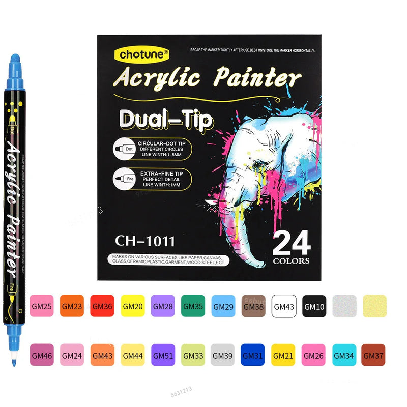 Rotuladores de Pintura Acrílica de Punta Dual - Set de 36 Colores
