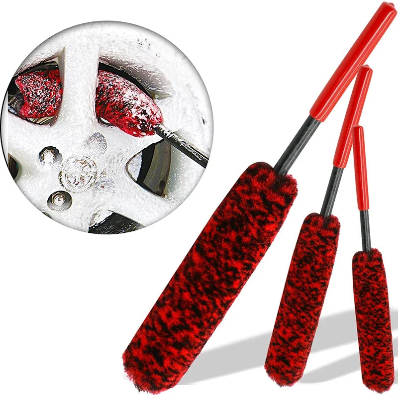 Plush Wheel Cleaning Brush Set for Cars and Motorcycles