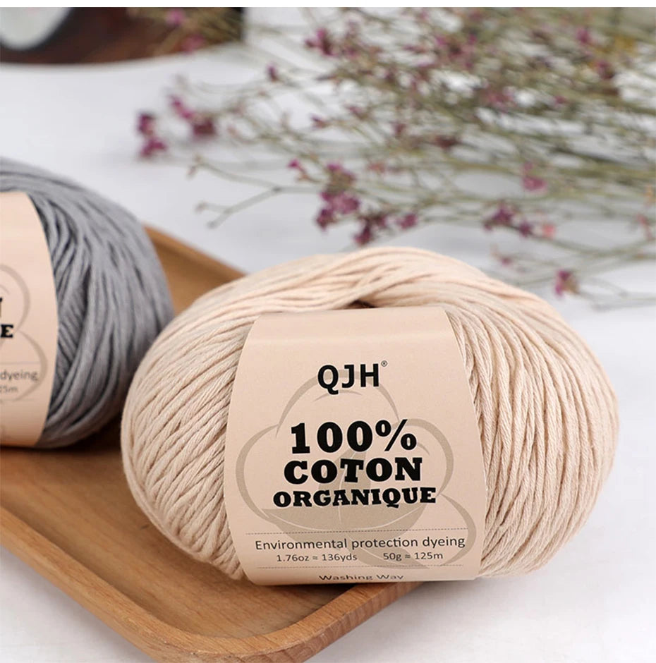 100% Organic Cotton Yarn for Knitting and Crocheting (2-Pack)