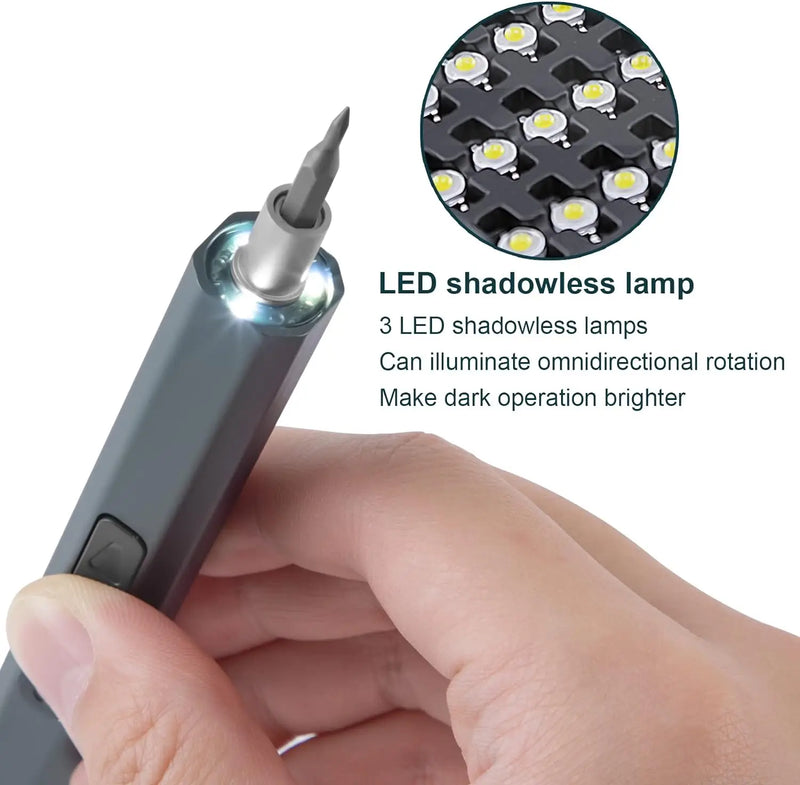 Cordless Electric Screwdriver with LED Light & Type-C Charging