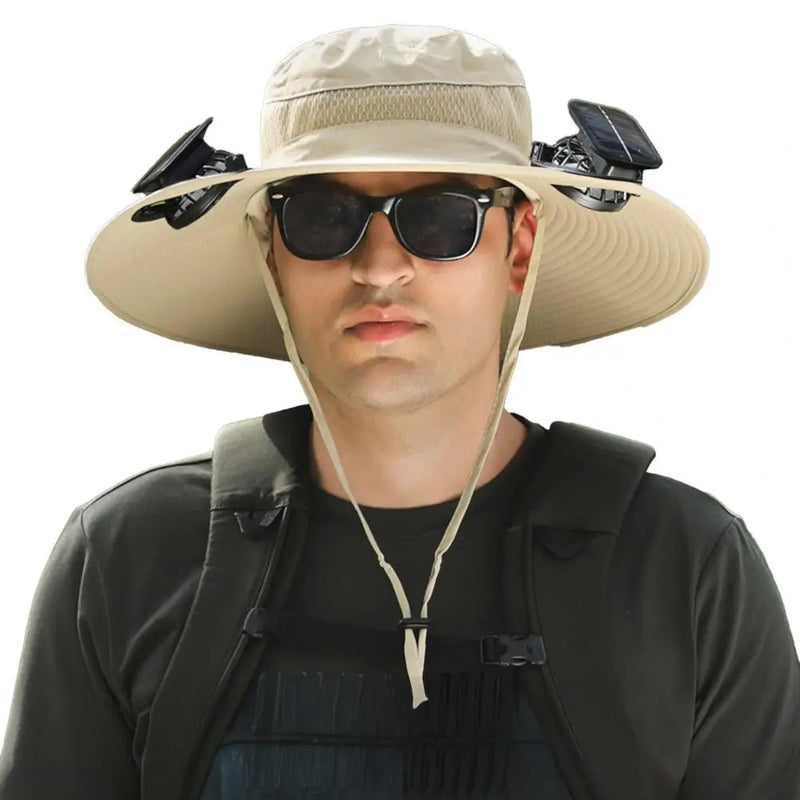 Solar-Powered Cooling Fisherman Hat with Dual Fans