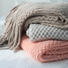 Khaki Knitted Throw Blanket with Tassels