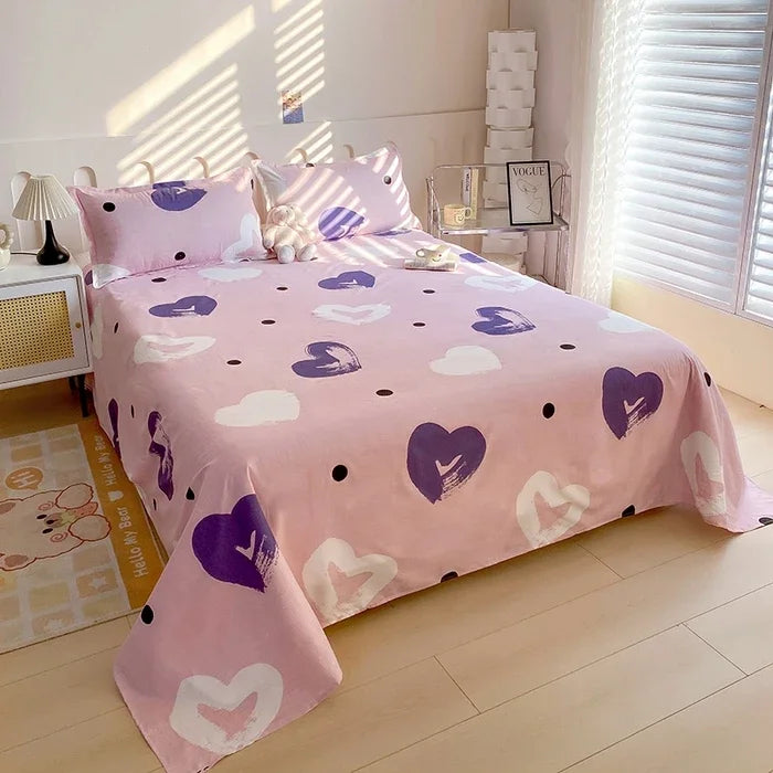 Red Floral Printed Flat Bed Sheet – Soft & Breathable