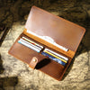 Vintage Leather Long Bifold Wallet with Snap Closure