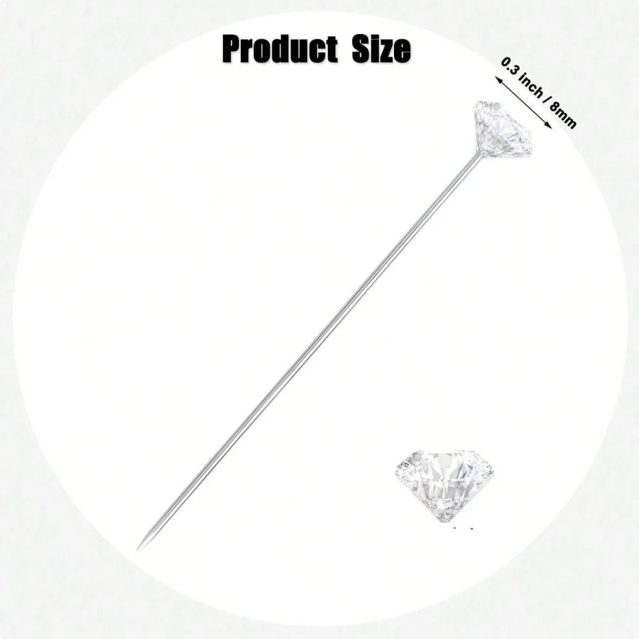 Crystal Diamond Pins for Bouquets & Corsages (100-Pack)
