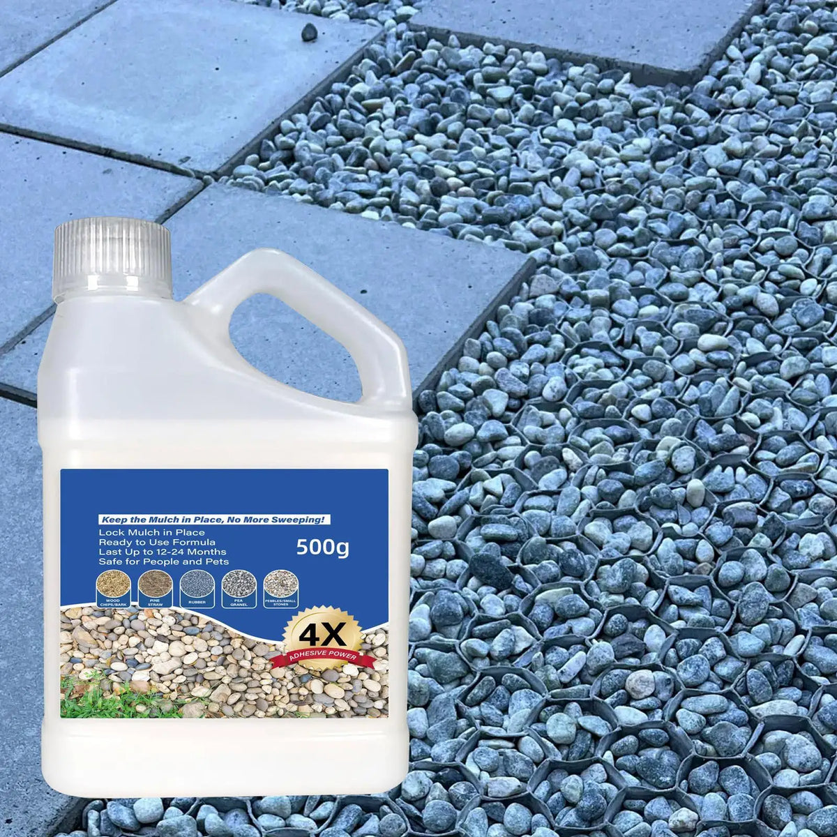 Pea Gravel & Rock Adhesive - Fast-Drying Stone Glue for Outdoor Landscaping