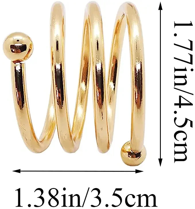 A set of twelve gold-colored metal napkin rings with a hollow-out pattern shown against a white background.