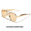 Oversized Aviator Sunglasses with Gradient Champagne Lenses