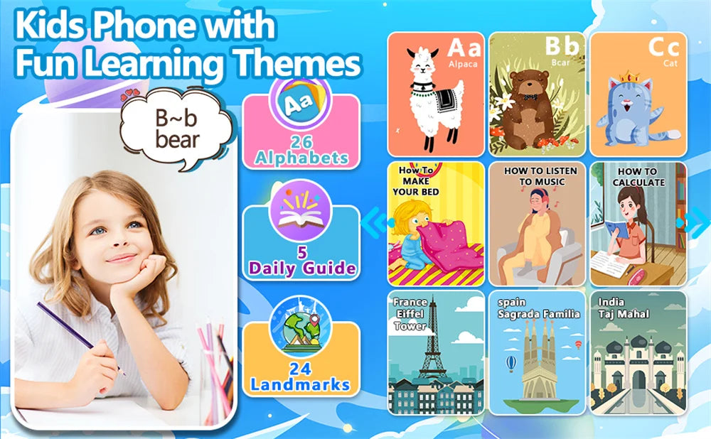Kids Touchscreen Learning Phone with Games and Music