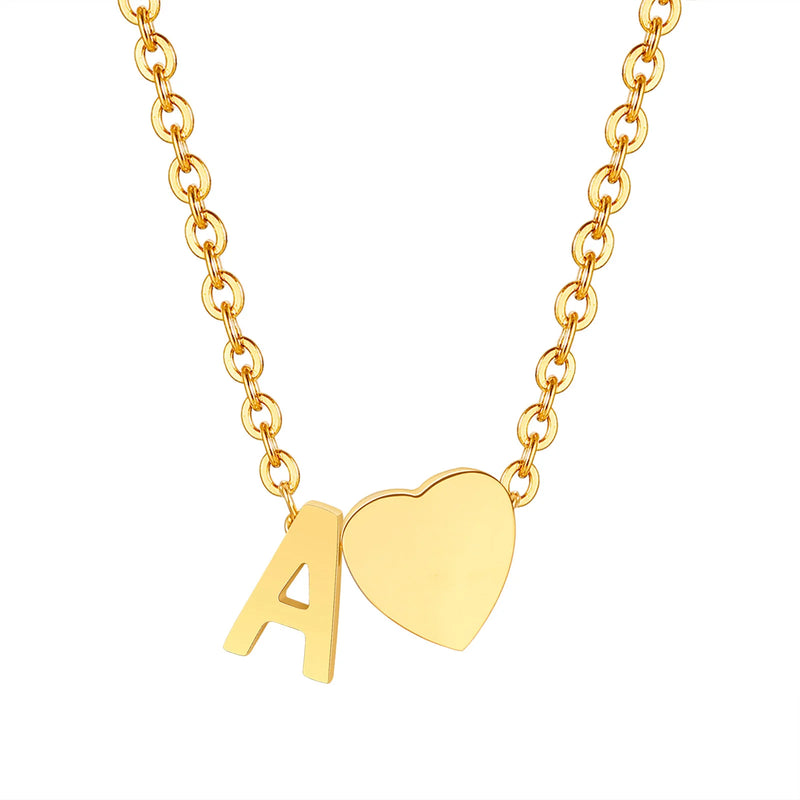 Dainty Heart Initial Necklace