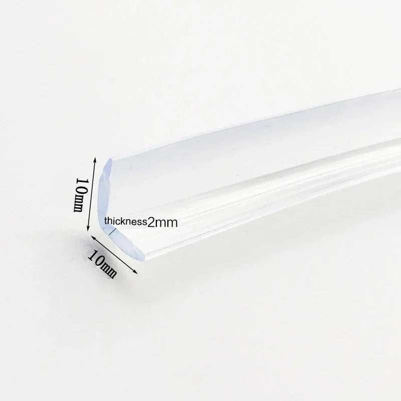 A transparent silicone corner guard with a 10mm length and 2mm thickness shown in profile.