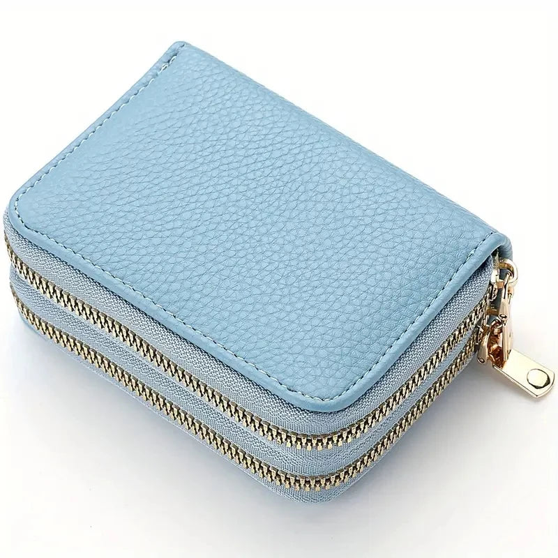 Cartera Compacta con Doble Cremallera y Monedero