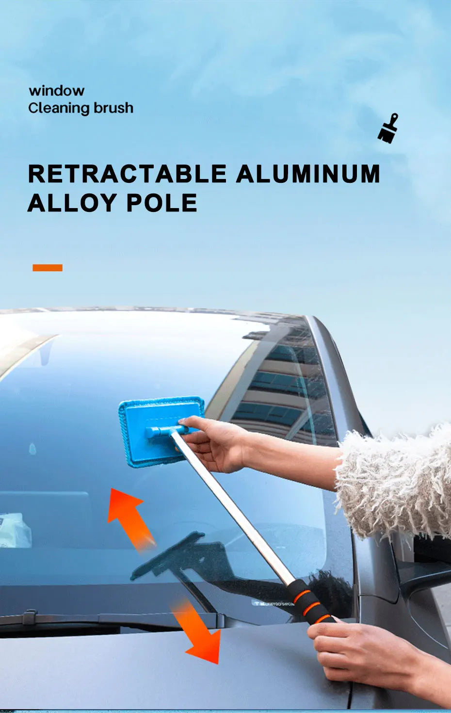 Telescopic Windshield Cleaning Brush with Soft Absorbent Head