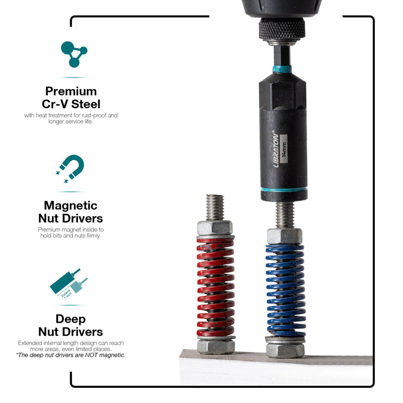 18-Piece Magnetic Nut Driver Set with 1/4" Hex Shank
