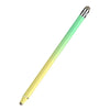 A long, slender stylus pen with a light green body and silver tip.