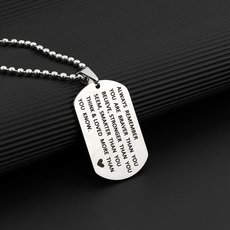 Engraved Inspirational Dog Tag Necklace
