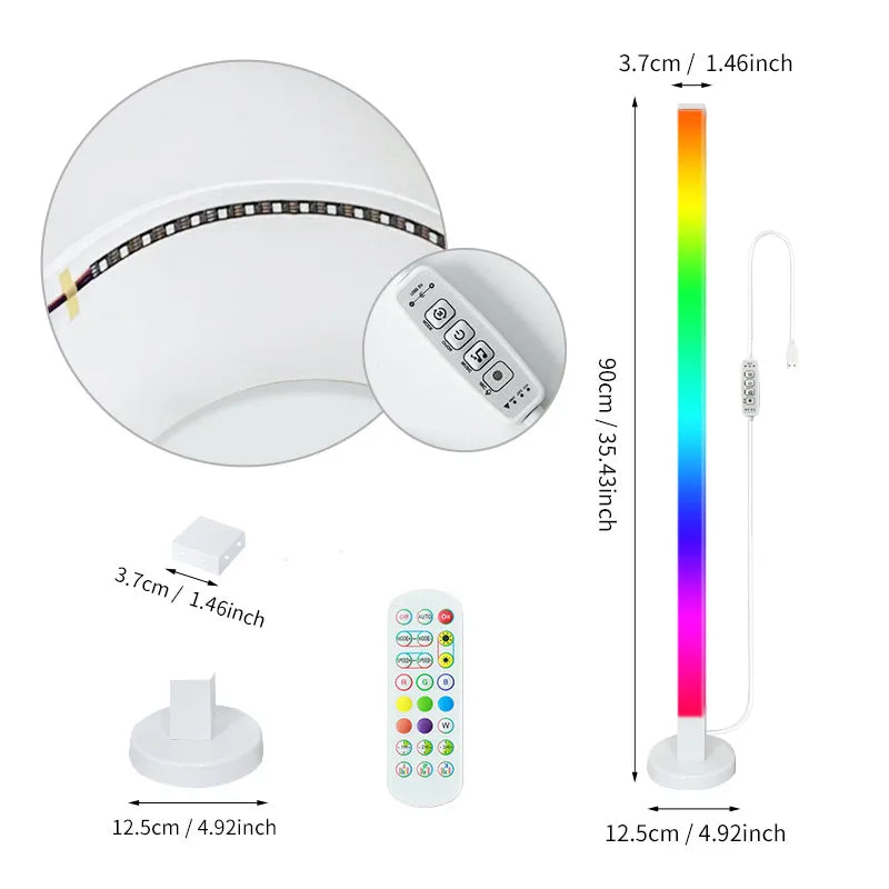 RGB LED Corner Floor Lamp with Music Sync & Remote Control