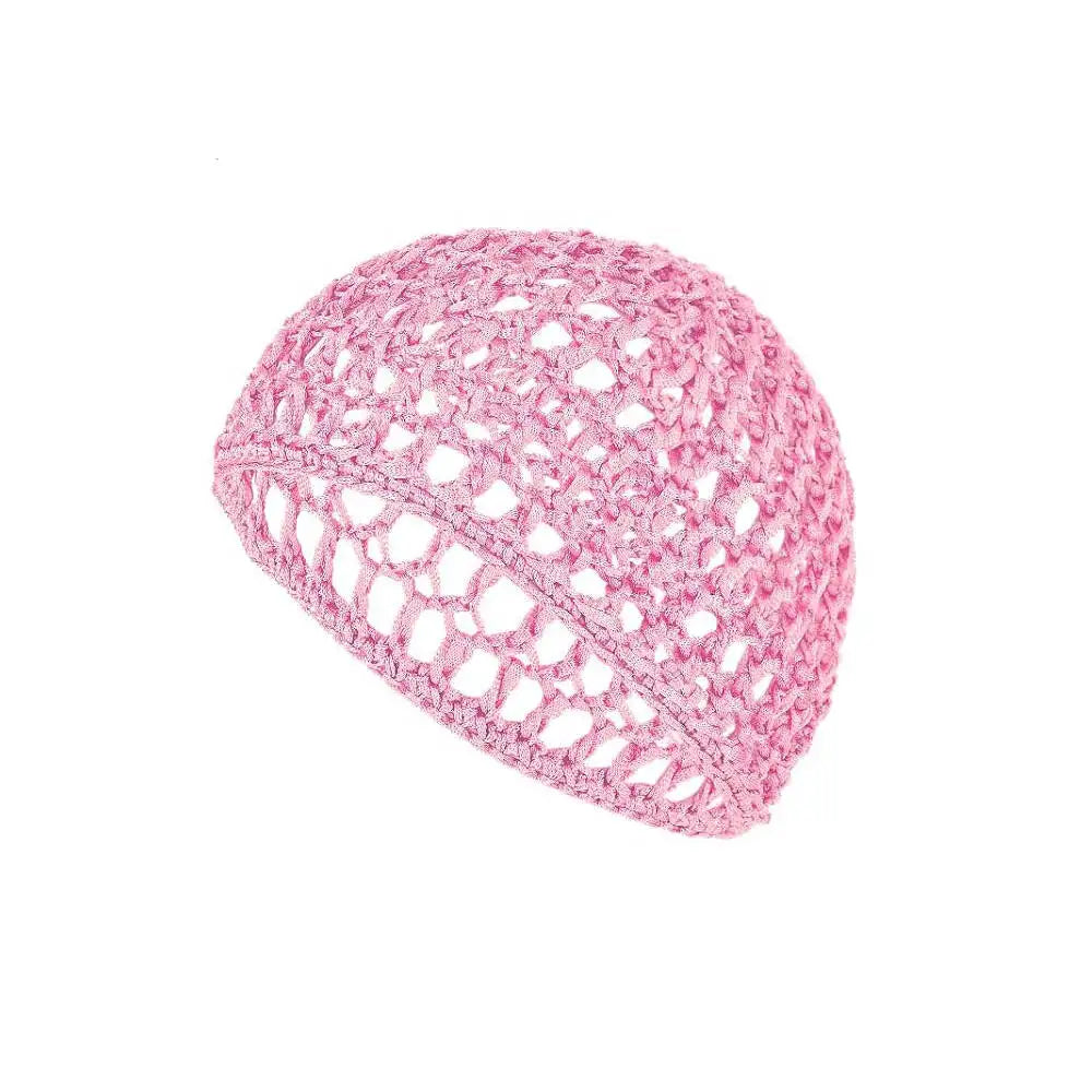 Pink mesh crochet hair net for sleeping and everyday wear
