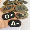 Reflective Glow-in-the-Dark Blood Type Tactical Patches with Hook and Loop Backing