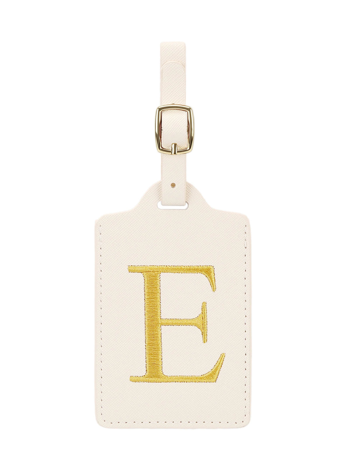 Personalized Embroidered Leather Luggage Tag with Letter Initial