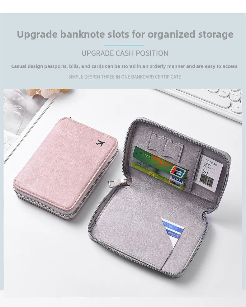 RFID Blocking Travel Passport Holder and Document Organizer