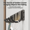 A close-up of a dark gray adhesive wall hook system designed to hold hanging objects without falling off.