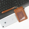 Premium PU Leather Badge Holder with Zipper and Lanyard