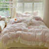 Pink Checkered Lace Duvet Cover Set (3 Pieces)