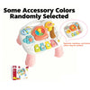 A white interactive baby learning table with various colorful animal figures and button keys.