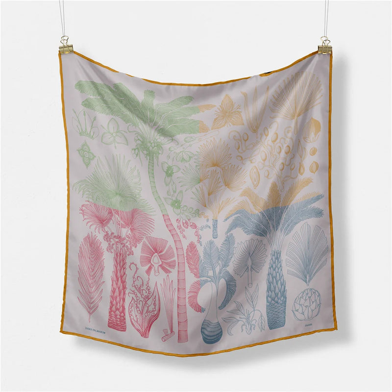 Palm Tree Print Twill Silk Square Scarf