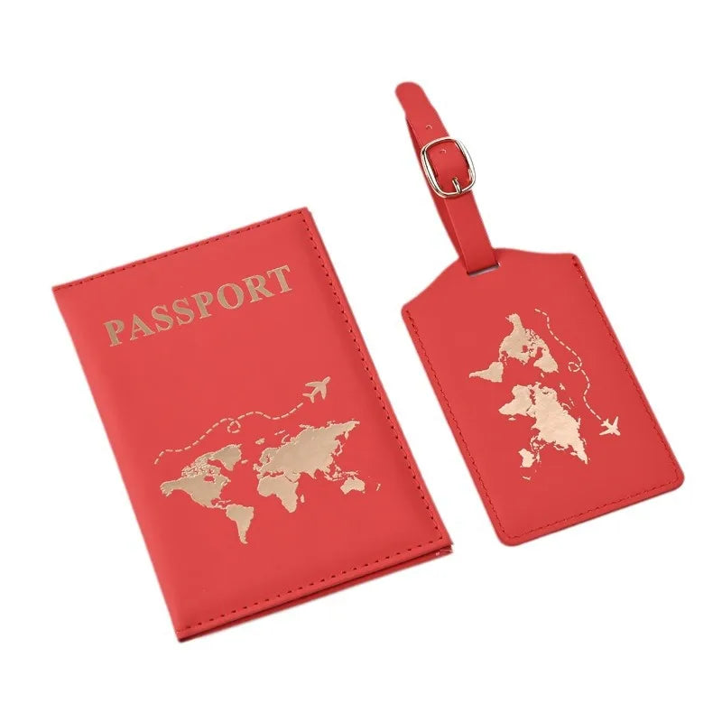 Map Pattern Passport Cover and Luggage Tag Set