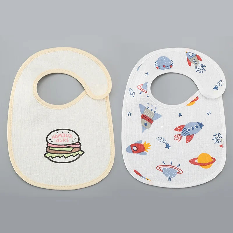 Soft Cotton Baby Bibs with Waterproof Backing – Set of 2